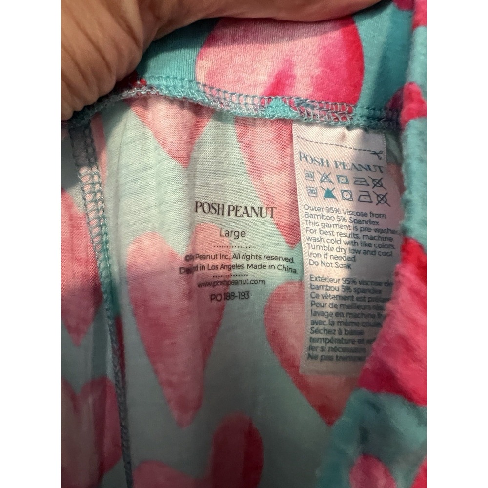 Posh Peanut Bamboo Super Soft Heart Pajama Jogger Set L Lounge Comfort Cooling - Picture 3 of 6